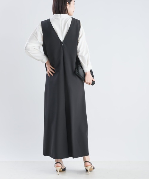 PICCIN（ピッチン）の「ツインクロスディープVサロペット（サロペット/オーバーオール・レディース・ベージュ/ブラック・M/L）」の8枚目の写真