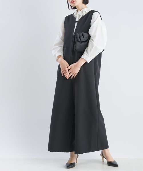 PICCIN（ピッチン）の「ツインクロスディープVサロペット（サロペット/オーバーオール・レディース・ベージュ/ブラック・M/L）」の9枚目の写真