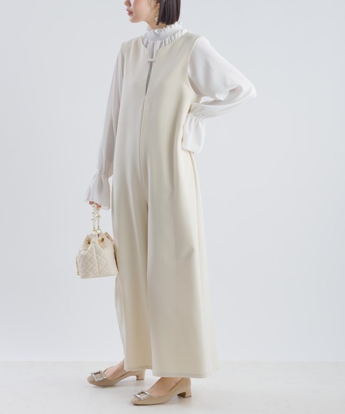 PICCIN（ピッチン）の「ツインクロスディープVサロペット（サロペット/オーバーオール・レディース・ベージュ/ブラック・M/L）」の13枚目の写真