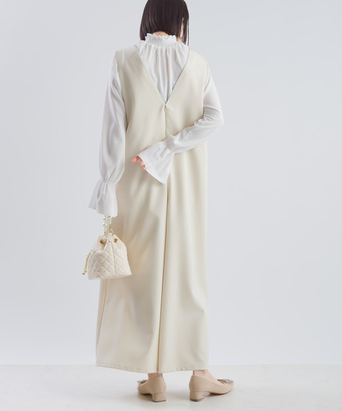 PICCIN（ピッチン）の「ツインクロスディープVサロペット（サロペット/オーバーオール・レディース・ベージュ/ブラック・M/L）」の15枚目の写真