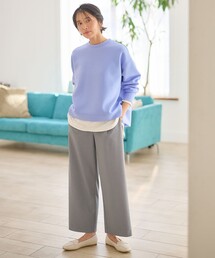 【ウエストゴム/ストレッチ/セットアップ可】イージィケアストレッチワイドパンツ