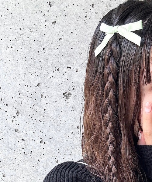 cuorequal（クオレコール）の「2setシンプルリボンヘアピン（ヘアピン・レディース・ピンク/ブラック/グリーン/イエロー/アイボリー・FREE）」の16枚目の写真