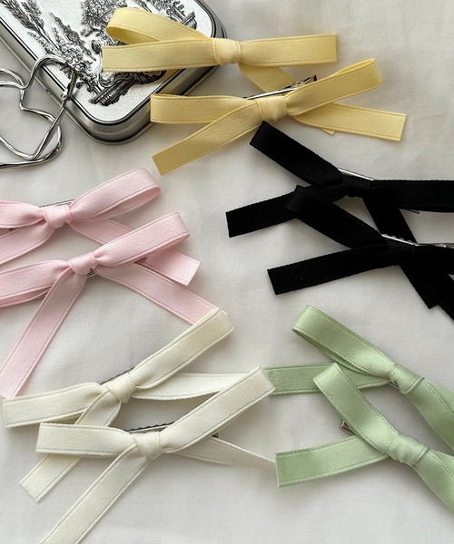 cuorequal（クオレコール）の「2setシンプルリボンヘアピン（ヘアピン・レディース・ピンク/ブラック/グリーン/イエロー/アイボリー・FREE）」の17枚目の写真