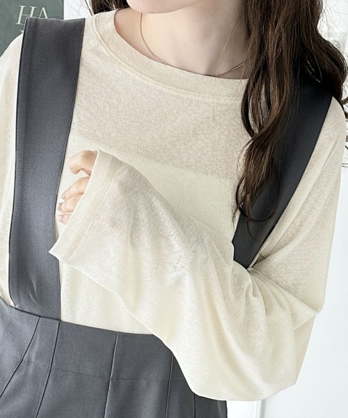 classicalelf(クラシカルエルフ)の「ゆるっとこなれトップス。袖ライン×無地アソートシアートップス(Tシャツ/カットソー・レディース・ライトグレー/オフホワイト/チャコールグレー/アイボリー/ブラック/ピンクベージュ・MEDIUM/LARGE/X-LARGE/SMALL)」の16枚目の写真