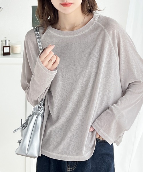 classicalelf(クラシカルエルフ)の「ゆるっとこなれトップス。袖ライン×無地アソートシアートップス(Tシャツ/カットソー・レディース・ライトグレー/オフホワイト/チャコールグレー/アイボリー/ブラック/ピンクベージュ・MEDIUM/LARGE/X-LARGE/SMALL)」の20枚目の写真