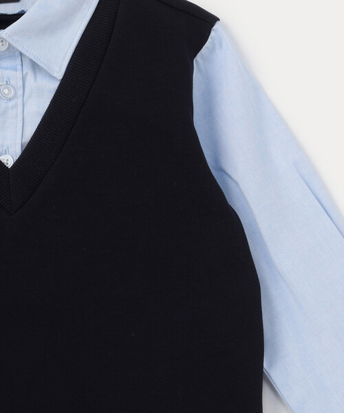 COMME CA ISM(コムサイズム)の「フェイクレイヤード シャツ(110-130cm)(シャツ/ブラウス・キッズ・ネイビー/ブラック・110cm/120cm/130cm)」の8枚目の写真