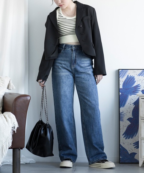 aimoha(アイモハ)の「デザインポケットワイドストレートデニム(デニムパンツ・レディース・ダークグレー/ネイビー/ブルー・SMALL/MEDIUM/LARGE)」の16枚目の写真