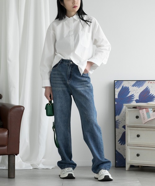 aimoha(アイモハ)の「デザインポケットワイドストレートデニム(デニムパンツ・レディース・ダークグレー/ネイビー/ブルー・SMALL/MEDIUM/LARGE)」の21枚目の写真