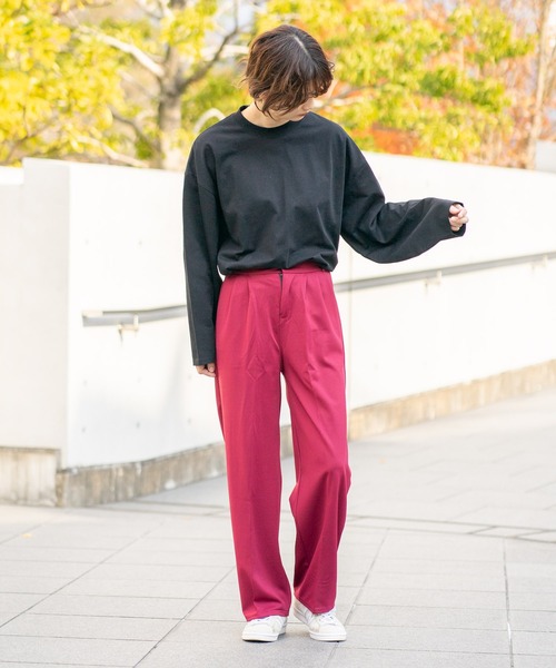 bounDary（バウンダリー）の「【bounDary/バウンダリー】 ワイドスリーブ オーバーサイズロンT（Tシャツ/カットソー・レディース・ホワイト/ブラック・FREE）」の5枚目の写真