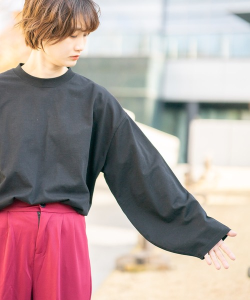 bounDary（バウンダリー）の「【bounDary/バウンダリー】 ワイドスリーブ オーバーサイズロンT（Tシャツ/カットソー・レディース・ホワイト/ブラック・FREE）」の19枚目の写真