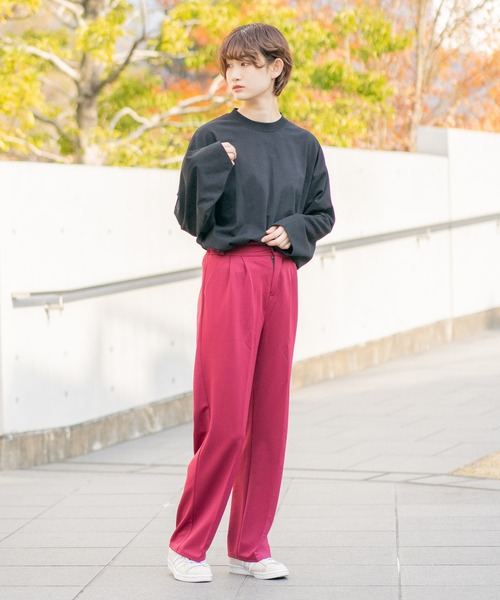 bounDary（バウンダリー）の「【bounDary/バウンダリー】 ワイドスリーブ オーバーサイズロンT（Tシャツ/カットソー・レディース・ホワイト/ブラック・FREE）」の17枚目の写真