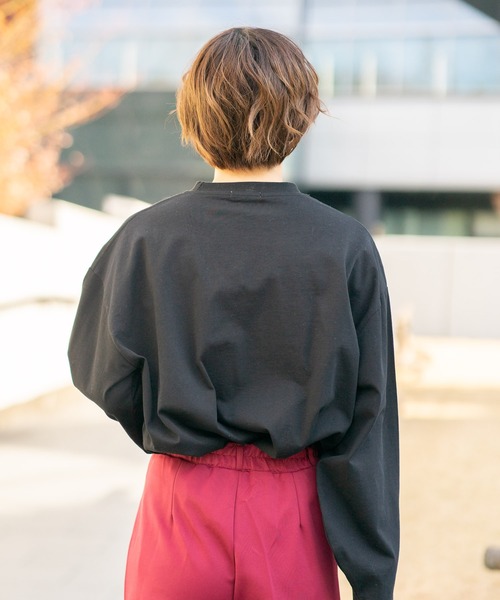 bounDary（バウンダリー）の「【bounDary/バウンダリー】 ワイドスリーブ オーバーサイズロンT（Tシャツ/カットソー・レディース・ホワイト/ブラック・FREE）」の15枚目の写真