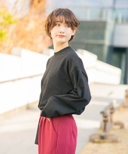 bounDary（バウンダリー）の「【bounDary/バウンダリー】 ワイドスリーブ オーバーサイズロンT（Tシャツ/カットソー・レディース・ホワイト/ブラック・FREE）」の21枚目の写真