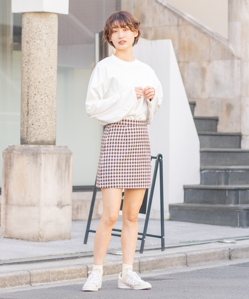 bounDary（バウンダリー）の「【bounDary/バウンダリー】 ワイドスリーブ オーバーサイズロンT（Tシャツ/カットソー・レディース・ホワイト/ブラック・FREE）」の14枚目の写真