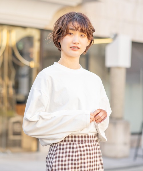 bounDary（バウンダリー）の「【bounDary/バウンダリー】 ワイドスリーブ オーバーサイズロンT（Tシャツ/カットソー・レディース・ホワイト/ブラック・FREE）」の16枚目の写真