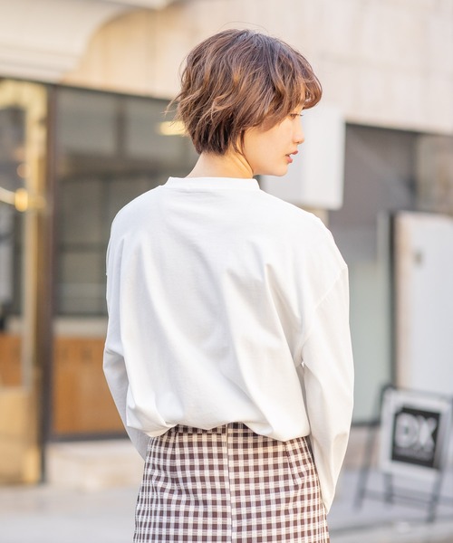 bounDary（バウンダリー）の「【bounDary/バウンダリー】 ワイドスリーブ オーバーサイズロンT（Tシャツ/カットソー・レディース・ホワイト/ブラック・FREE）」の12枚目の写真