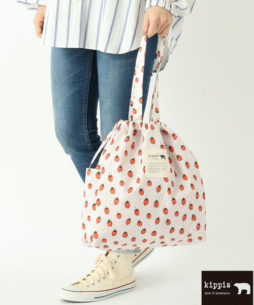 one'sterrace（ワンズテラス）の「Kippis キッピス 巾着トートバッグ イチゴ（トートバッグ・レディース・レッド系9・99）」の9枚目の写真