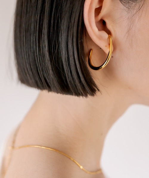 RIVE DROITE（リヴドロワ）の「R.good(アールドットグッド)/ラウンドカーブピアス（ピアス（両耳用）・レディース・シルバー/ゴールド・FREE）」の7枚目の写真