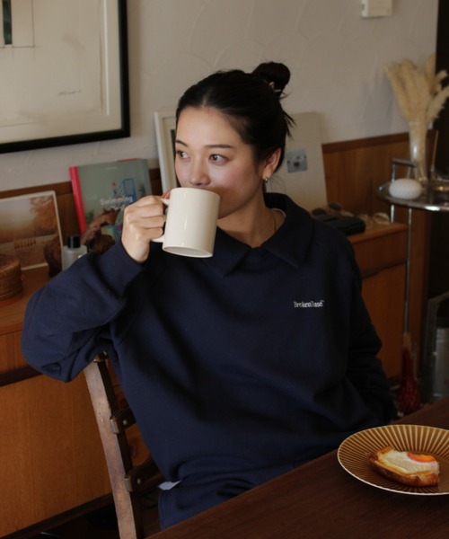 お出かけに HERNO ワントーンロゴ フード付きスウェット WEB限定】USAコットン裏毛ベア刺繍スウェット