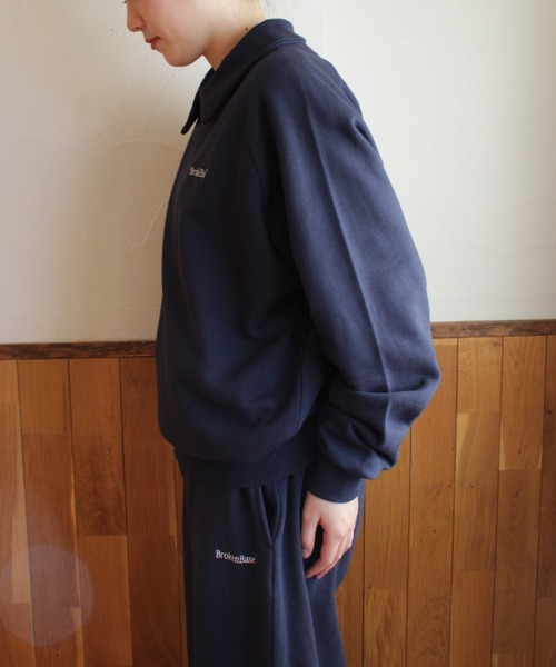 BROKEN BASE（ブロークンベース）の「襟付きワンポイント刺繍スウェット（スウェット・メンズ・ネイビー/杢グレー/クリーム・MEDIUM/LARGE）」の18枚目の写真