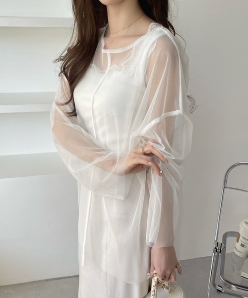 Ada.(エイダ)の「メッシュ オーバーサイズ プルオーバー(Tシャツ/カットソー・レディース・ブラック/パープル/オフホワイト/ブルー/グレイッシュベージュ・FREE)」の22枚目の写真