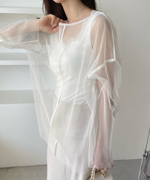 Ada.(エイダ)の「メッシュ オーバーサイズ プルオーバー(Tシャツ/カットソー・レディース・ブラック/パープル/オフホワイト/ブルー/グレイッシュベージュ・FREE)」の20枚目の写真