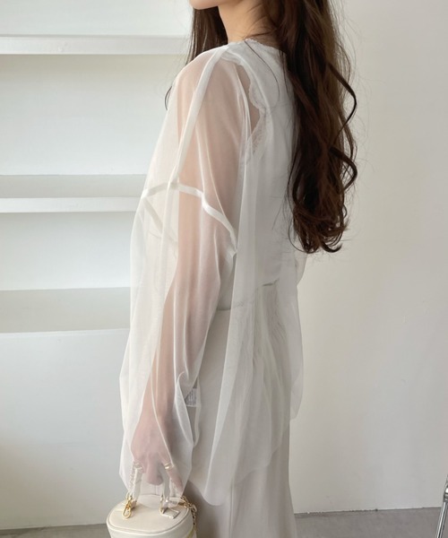 Ada.(エイダ)の「メッシュ オーバーサイズ プルオーバー(Tシャツ/カットソー・レディース・ブラック/パープル/オフホワイト/ブルー/グレイッシュベージュ・FREE)」の19枚目の写真
