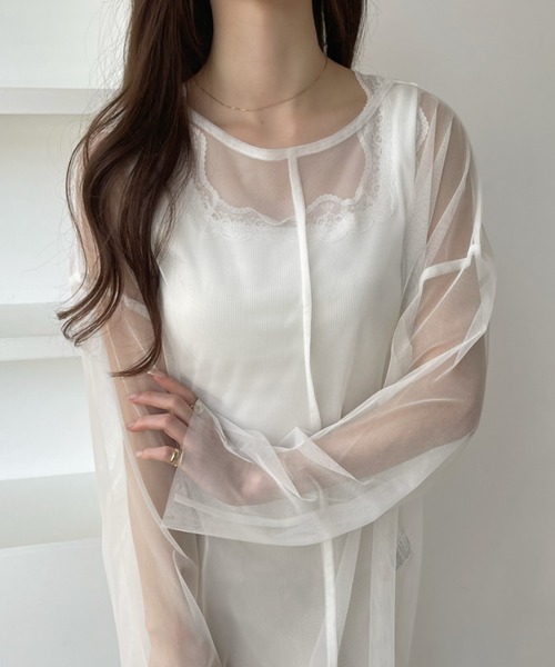 Ada.(エイダ)の「メッシュ オーバーサイズ プルオーバー(Tシャツ/カットソー・レディース・ブラック/パープル/オフホワイト/ブルー/グレイッシュベージュ・FREE)」の10枚目の写真