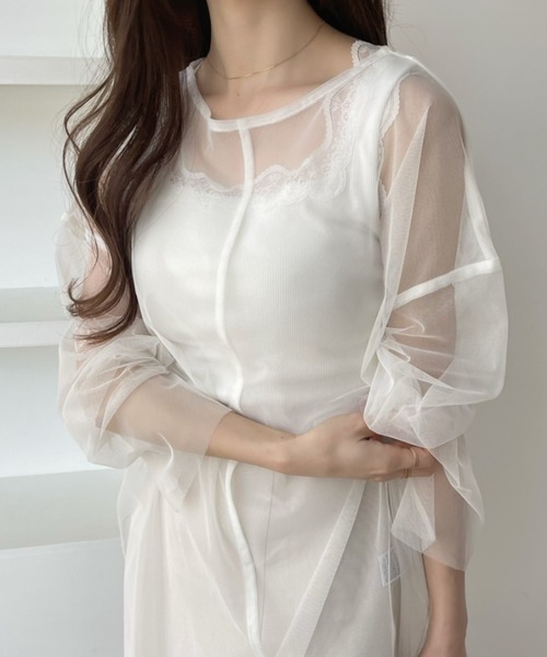 Ada.(エイダ)の「メッシュ オーバーサイズ プルオーバー(Tシャツ/カットソー・レディース・ブラック/パープル/オフホワイト/ブルー/グレイッシュベージュ・FREE)」の9枚目の写真