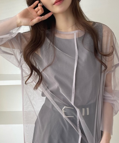 Ada.(エイダ)の「メッシュ オーバーサイズ プルオーバー(Tシャツ/カットソー・レディース・ブラック/パープル/オフホワイト/ブルー/グレイッシュベージュ・FREE)」の14枚目の写真