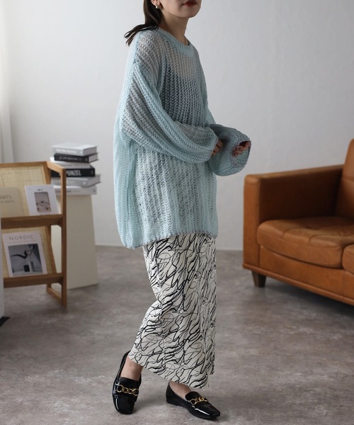 ap retro（アプレトロ）の「総柄プリーツタイトスカート（スカート・レディース・オフホワイト/ブラック・MEDIUM）」の15枚目の写真