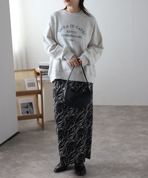 ap retro（アプレトロ）の「総柄プリーツタイトスカート（スカート・レディース・オフホワイト/ブラック・MEDIUM）」の8枚目の写真