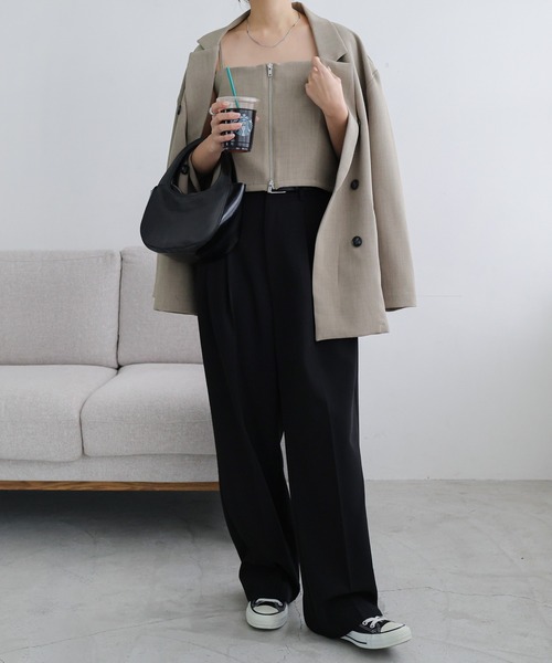 【セール】リネンライクダブルブレストテーラードジャケット（テーラードジャケット）｜andme（アンドミー）