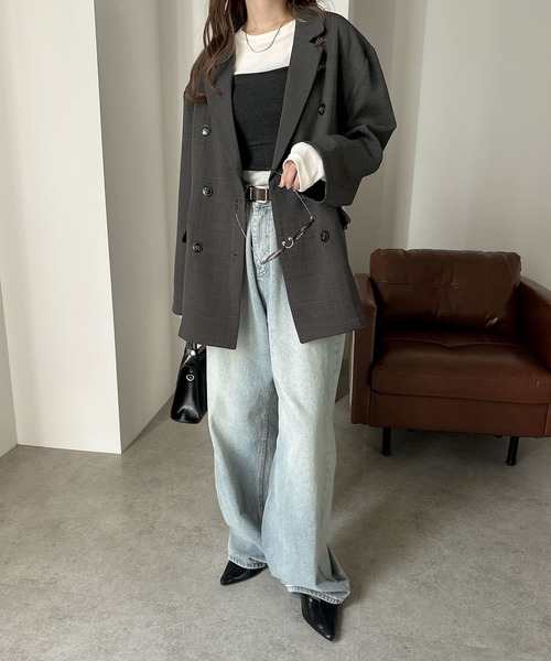 【セール】リネンライクダブルブレストテーラードジャケット（テーラードジャケット）｜andme（アンドミー）