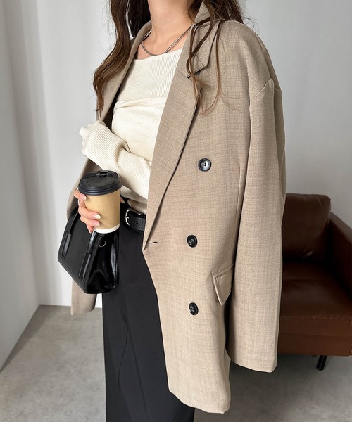 【セール】リネンライクダブルブレストテーラードジャケット（テーラードジャケット）｜andme（アンドミー）