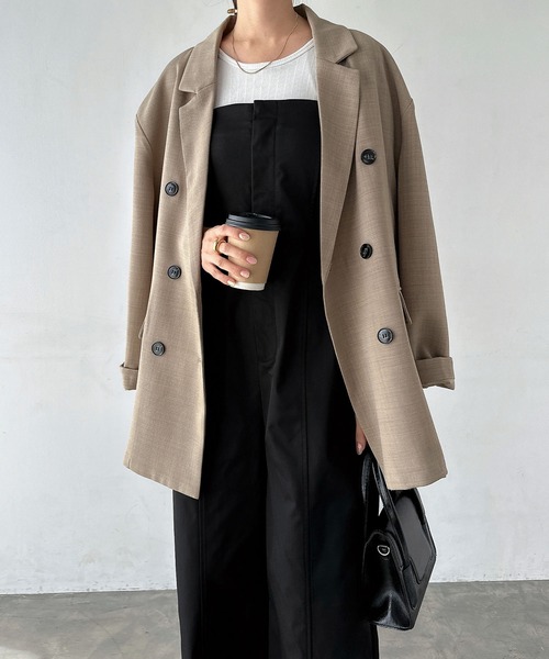 【セール】リネンライクダブルブレストテーラードジャケット（テーラードジャケット）｜andme（アンドミー）