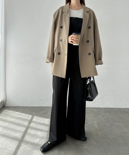 【セール】リネンライクダブルブレストテーラードジャケット（テーラードジャケット）｜andme（アンドミー）