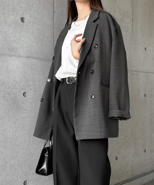 【m.】ブラウン ダブルブレスト テーラードジャケット 新色追加】ダブルブレストテーラードジャケット（テーラード