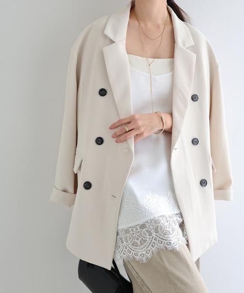 セール】【新色追加】ダブルブレストテーラードジャケット（テーラード
