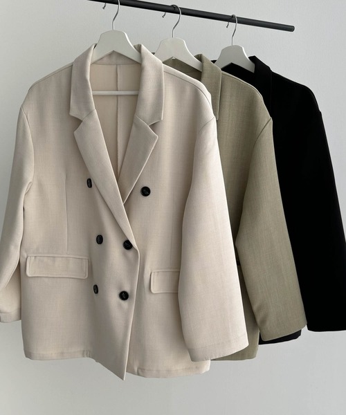 【セール】リネンライクダブルブレストテーラードジャケット（テーラードジャケット）｜andme（アンドミー）