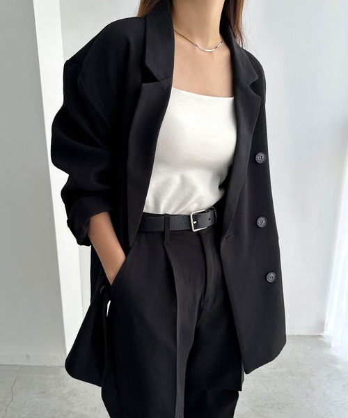 【セール】リネンライクダブルブレストテーラードジャケット（テーラードジャケット）｜andme（アンドミー）