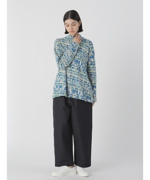 Plantation(プランテーション)の「チェックプレーティングJQ / プルオーバー / (O)(Tシャツ/カットソー・レディース・ライトグリーン/ネイビー・M size)」の4枚目の写真