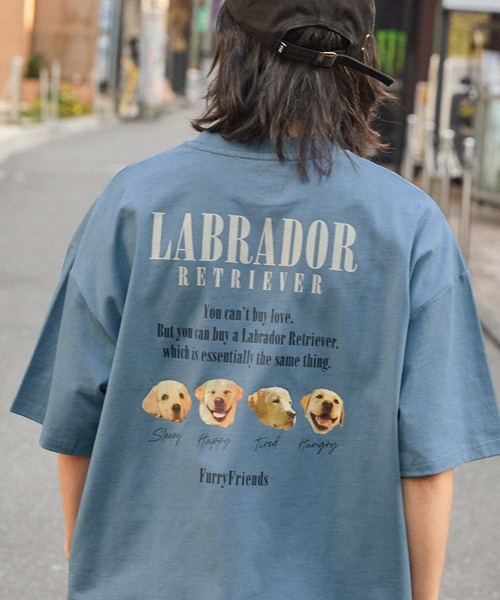Labrador Retriever（ラブラドールリトリーバー）の「Labrador Retriever/ラブラドールレトリーバー 別注 カレッジロゴ刺繍 ビッグシルエット半袖Tシャツ（Tシャツ/カットソー・メンズ・スミクロ/ネイビー/グリーン/ブラウン/ホワイト系/ブラック/サックスブルー/オフホワイト/ホワイト系1/ブラック系1/グレイッシュベージュ・M/L）」の11枚目の写真