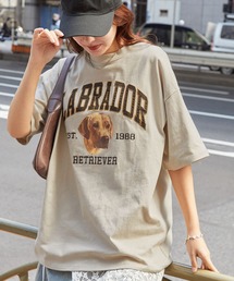 Labrador Retriever/ラブラドールレトリーバー 別注 カレッジロゴ刺繍 ビッグシルエット半袖Tシャツ