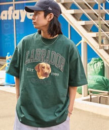 Labrador Retriever/ラブラドールレトリーバー 別注 カレッジロゴ刺繍 ビッグシルエット半袖Tシャツ