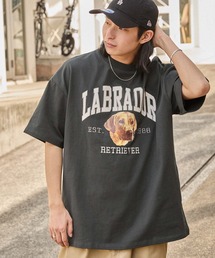 Labrador Retriever（ラブラドールリトリーバー）の「Labrador Retriever/ラブラドールレトリーバー 別注 カレッジロゴ刺繍 ビッグシルエット半袖Tシャツ（Tシャツ/カットソー）」