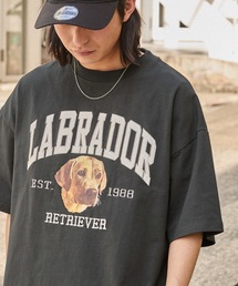 Labrador Retriever（ラブラドールリトリーバー）の「Labrador Retriever/ラブラドールレトリーバー 別注 カレッジロゴ刺繍 ビッグシルエット半袖Tシャツ（Tシャツ/カットソー）」