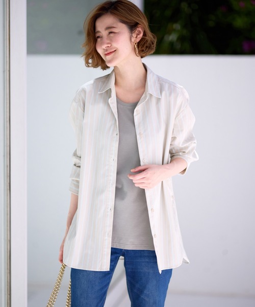 BELLUNA PLUS(ベルーナ)の「アイロン要らずの日よけシャツ(シャツ/ブラウス・レディース・ミント/ベージュ系/ブルー系・MEDIUM/LARGE/X-LARGE)」の16枚目の写真