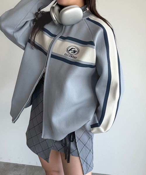 apres jour mignon(アプレジュールミニョン)の「スポンディッシュトラックジャケット【ZOZOTOWN限定アイテム】(カーディガン/ボレロ・レディース・ネイビー/ピンク/アイボリー/ブルー/グレー・X-LARGE/フリー)」の5枚目の写真