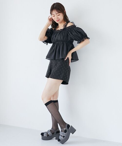 MAJESTIC LEGON（マジェスティックレゴン）の「インナーセットフリルブラウス（シャツ/ブラウス・レディース・ピンク/ブラック/アイボリー・MEDIUM）」の2枚目の写真